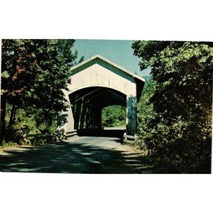 Short Covered Bridge Postcard Travel Souvenir Unposted Linn County Oregon